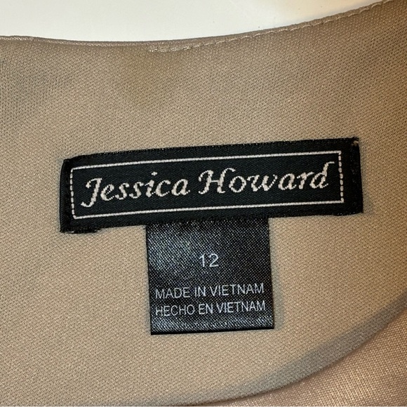 NWT Jessica Howard Tan Metallic Lace Cocktail Dress 12 - Picture 10 of 12